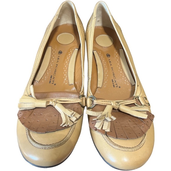 Lea Foscati Brown Leather Tassle Oxford Flats Loafers Made In Italy 38 US 7.5 - Picture 1 of 8